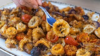 ANELLI DI CALAMARI AL FORNO 🦑alla Mediterranea 🦑 ricetta senza frittura senza grassi [upl. by Renmus340]