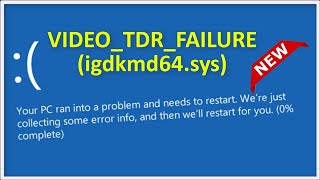 Fix VIDEO TDR FAILURE igdkmd64sys Blue Screen Error  Windows  2022 [upl. by Foote497]