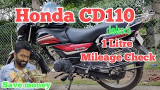 Honda CD110 deluxe BS6  1L Mileage Test  Live Test  Shocking Result  Save Money  Fuel economy [upl. by Casimire]