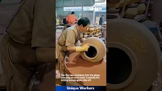 Manual glazing of clay containers  The workers do their job perfectly  machine shorts [upl. by Kappel674]