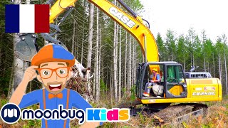 Blippi visite un chantier de construction  BLIPPI en Français  Vidéos Pour Enfants  Moonbug [upl. by Ynnob]