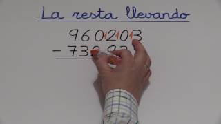 La resta llevando en Primaria números de 6 cifras Ejercicio 05 [upl. by Attlee]