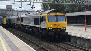 GBRf convoy including the newest addition  66794667996900166758 at Stafford [upl. by Lewan556]