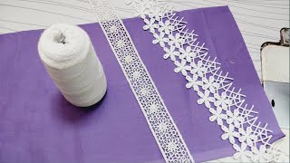 Amazing Simple amp Beautiful Sleeves Design With Lace  How to sew  Sewing tips [upl. by Allicirp944]