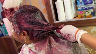 How to do burgundy scalp hair colour hair colour or root touch ik hi sath kaise karta hai [upl. by Einahc]