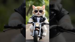 Bike driving Cat 😂 [upl. by Pussej360]