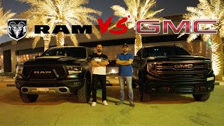 2022 GMC SIERRA AT4X vs 2022 RAM REBEL GTهل لازال الرام افخم وانيت؟ [upl. by Namzed]