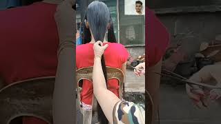 super long cut  young girl clean headshave  women headshave  Tirupati temple girl headshave [upl. by Namyac]