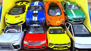 Box full of various miniature cars Peugeot Jaguar Pagani Hyundai Cadillac One Opel DHL 64 [upl. by Notxap]