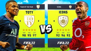 TEAM OF THE YEAR vs ICONS in FIFA 22 ⭐ [upl. by Lirbaj]