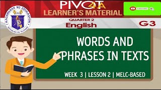 ENGLISH 3 WORDS AND PHRASES IN TEXTS  MODULE WEEK 3  LESSON 2  MELCBASED [upl. by Roselani]