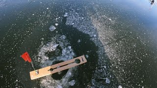 early ice tip up fishing [upl. by Innej]