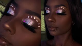 Glitter and Rhinestone Makeup Look Makeup Tutorial [upl. by Kathi]