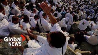 Hajj pilgrimage Millions of Muslims celebrate Arafa on Saudi Arabias Mount of Mercy [upl. by Amiarom900]