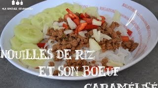 Nouille de riz et son boeuf caramélisé  Spatule Etudiante [upl. by Elatnahs]