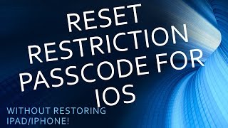 Reset restrictions Passcode for iPhone iOS 9 Without Restore [upl. by Tletski]