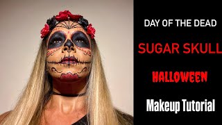 Stunning Sugar Skull Makeup for Halloween  Day of the Dead Inspired Look [upl. by Rotceh]