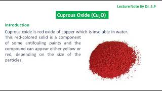 Preparation Properties and Uses of Cuprous Oxide [upl. by Doi412]