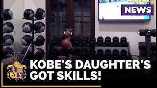 WATCH Kobe Bryant Shows Off His Daughters Basketball Skills [upl. by Winfield]