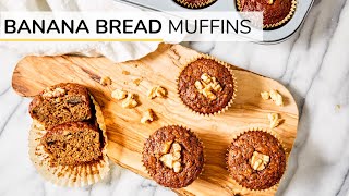 BANANA BREAD MUFFINS  easy healthy recipe [upl. by Oilut]