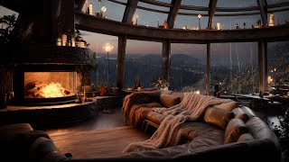 Tranquil Ambience  Soothing Fireplace And Rain  Cozy Mountain Cabin Ambiance  Peaceful Rainy Day [upl. by Longan]