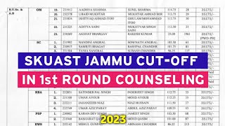 SKUAST JAMMU CUTOFF AFTER FIRST ROUND COUNSELING  SKUAST JAMMU CUTOFF 2023 [upl. by Brigg]