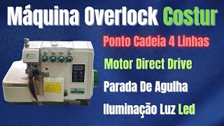 Máquina Overlock Industrial Ponto Cadeia 4 Fios Costur Motor Direct Drive [upl. by Delila]