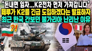 “돈내면 임자K2전차 먼저 가져갑니다” 페루가 K2를 긴급 도입하겠다는 발표하자 최근 한국 간보던 불가리아 난리난 이유 [upl. by Nesnah]