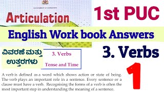 1st PUC English Workbook Answers Verb and Tense Karnataka Second Language English [upl. by Ennovaj]