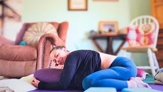 45 Minute Restorative Yoga Low Back Focus Lots of Props [upl. by Ardnekan]