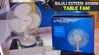 BAJAJ Esteem 400 mm 3 Blade Table Fan Review  Best BAJAJ Table Fan Unboxing Review  Bajaj Fan [upl. by Seidule]