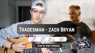 How To Play TRADESMAN by Zach Bryan Beginner Guitar Tutorial [upl. by Leeban]