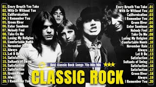 Best Classic Rock Songs 70s 80s 90s  Queen Guns N Roses ACDC Nirvana U2 Pink Floyd Bon Jovi [upl. by Joung34]