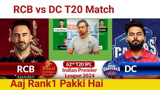 RCB vs DC PredictionRCB vs DC TeamBangalore vs Delhi IPL 62TH T20 Match [upl. by Letrice]