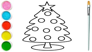 How to draw Christmas tree drawing easy step by step  christmas tree drawing and coloring tutorials [upl. by Johnna]