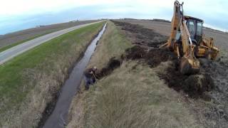 Aerial View  Replacing outlet Culverts wbackhoe [upl. by Rosol]