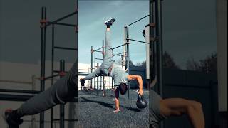 New challenge  one arm handstand with weights shorts calisthenics sports [upl. by Laris444]