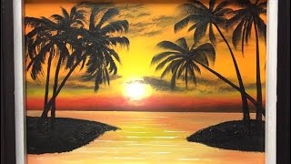 71 how to paint a palm sunset acrylic [upl. by Featherstone]