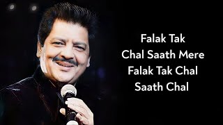 Lyrics Falak Tak Chal Saath Mere  Udit Narayan Mahalaxmi Iyyer  VishalShekhar Kausar  Tashan [upl. by Amalbergas]