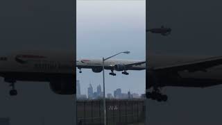 British Airways 777 landing at PHL Flight information in description planespotting aviation [upl. by Notlew919]