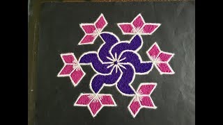 Simple Rangoli Design with Beautiful Colours and Dots 9x5  Latest Kolam  Daily Rangoli [upl. by Adleremse]