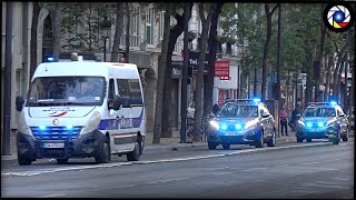 Convois de la Police Nationale en Urgence Paris Police cars responding [upl. by Kenrick62]