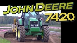 John Deere 7420 and Nammco Land Leveler Grading Road [upl. by Ahcurb641]