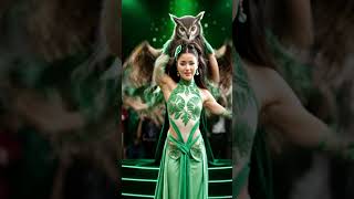 A Woman fuses with a giant Owl on AGT americagottalent agt magic talen shorts [upl. by Aritak]