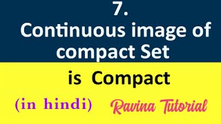 7 Image of compact set under continuous function is compact  Metric Space  in Hindi [upl. by Michey]