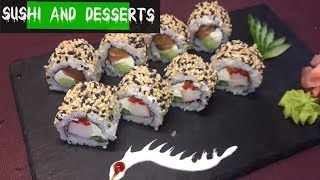 Sushi Combo  Crab Stick Sushi Recipe  Salmon Avocado Roll Uramaki Sushi Recipe 2019 [upl. by Fredra440]