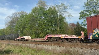 CSX 3332 ET44AH leads CSX M300 through Manville NJ with a 12 Axle flatbed 4232024 [upl. by Bowers]