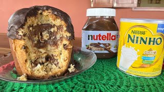 PANETONE RECHEADO NINHO COM NUTELLA [upl. by Alsi296]