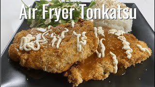 easy homemade AIR FRYER TONKATSU  japanese fried pork cutlet [upl. by Lymn]