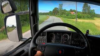 Awesome POV Driving tight roads Vätö to Norrtälje  Scania g490 amp Trailer [upl. by Mervin550]